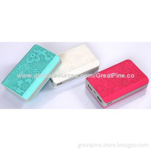 3D embossement printing effect power bank, capacity 6,600/7,800mAh option